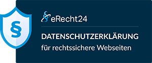 Ein Bild mit dem Siegel von eRecht24 für Datenschutzerklärungen.