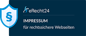 Ein Bild mit dem Siegel von eRecht24 für das Impressum.